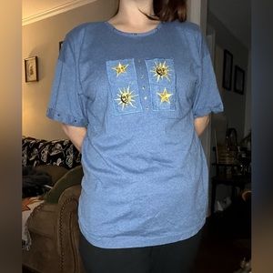 Vintage Cotton L.A. Celestial T Shirt size Medium Studded Sun Stars